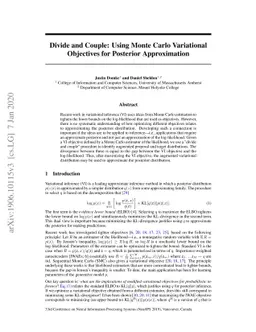 Divide and Couple: Using Monte Carlo Variational Objectives for
  Posterior Approximation