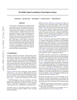 On Multi-Agent Learning in Team Sports Games