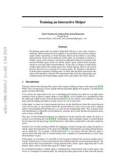Training an Interactive Helper