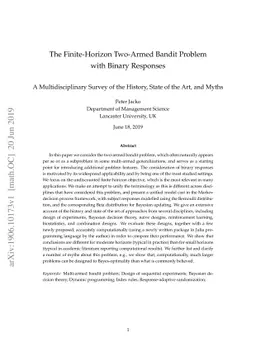 The Finite-Horizon Two-Armed Bandit Problem with Binary Responses: A
  Multidisciplinary Survey of the History, State of the Art, and Myths