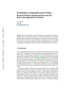 Evolutionary Computation and AI Safety: Research Problems Impeding
  Routine and Safe Real-world Application of Evolution
