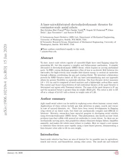 A laser-microfabricated electrohydrodynamic thruster for
  centimeter-scale aerial robots