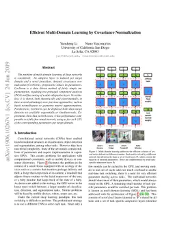 Efficient Multi-Domain Network Learning by Covariance Normalization