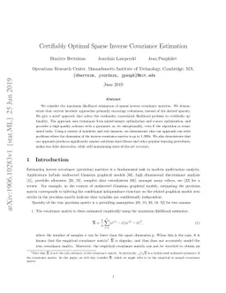 Certifiably Optimal Sparse Inverse Covariance Estimation
