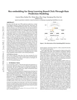 Res-embedding for Deep Learning Based Click-Through Rate Prediction
  Modeling