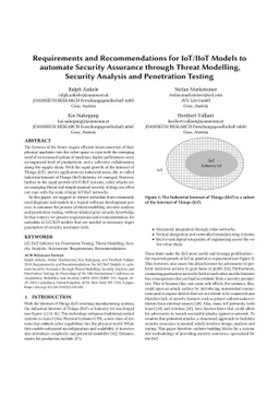 Requirements and Recommendations for IoT/IIoT Models to automate
  Security Assurance through Threat Modelling, Security Analysis and
  Penetration Testing