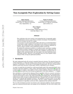 Non-Asymptotic Pure Exploration by Solving Games