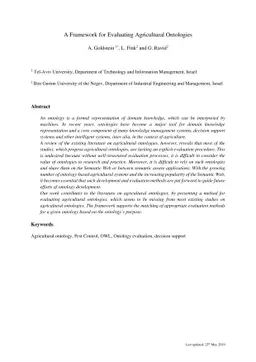 A Framework for Evaluating Agricultural Ontologies