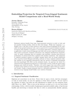 Embedding Projection for Targeted Cross-Lingual Sentiment: Model
  Comparisons and a Real-World Study