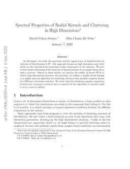 Spectral Properties of Radial Kernels and Clustering in High Dimensions