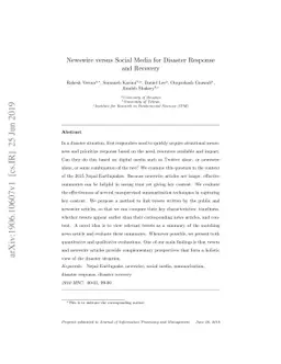 Newswire versus Social Media for Disaster Response and Recovery