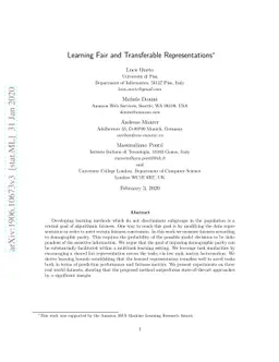 Learning Fair and Transferable Representations