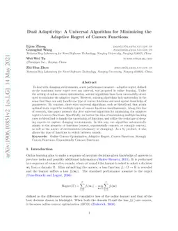 Dual Adaptivity: A Universal Algorithm for Minimizing the Adaptive
  Regret of Convex Functions