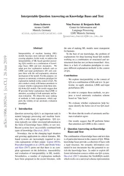 Interpretable Question Answering on Knowledge Bases and Text