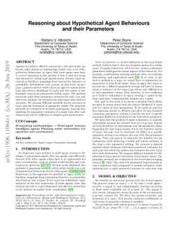 Reasoning about Hypothetical Agent Behaviours and their Parameters