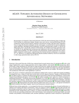 AGAN: Towards Automated Design of Generative Adversarial Networks