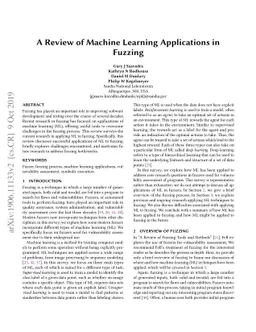 A Review of Machine Learning Applications in Fuzzing