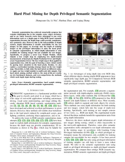Hard Pixel Mining for Depth Privileged Semantic Segmentation