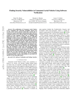 Finding Security Vulnerabilities in Unmanned Aerial Vehicles Using
  Software Verification