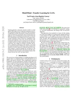 Mind2Mind : transfer learning for GANs