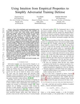 Using Intuition from Empirical Properties to Simplify Adversarial
  Training Defense