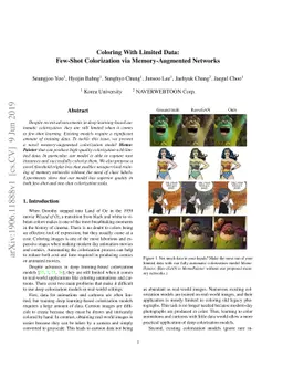 Coloring With Limited Data: Few-Shot Colorization via Memory-Augmented
  Networks