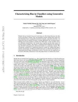 Characterizing Bias in Classifiers using Generative Models