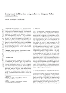 Background Subtraction using Adaptive Singular Value Decomposition