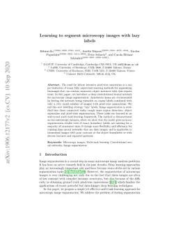 Learning to segment microscopy images with lazy labels
