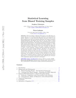 Statistical Learning from Biased Training Samples