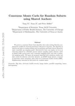 Consensus Monte Carlo for Random Subsets using Shared Anchors