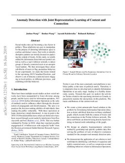 Anomaly Detection with Joint Representation Learning of Content and
  Connection