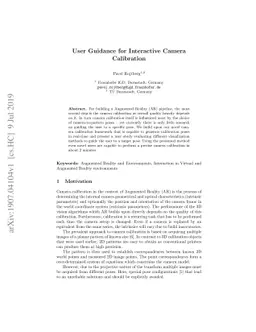 User Guidance for Interactive Camera Calibration