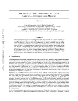 On the Semantic Interpretability of Artificial Intelligence Models