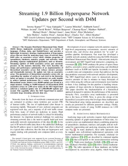 Streaming 1.9 Billion Hypersparse Network Updates per Second with D4M