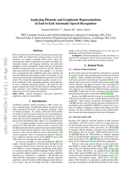 Analyzing Phonetic and Graphemic Representations in End-to-End Automatic
  Speech Recognition