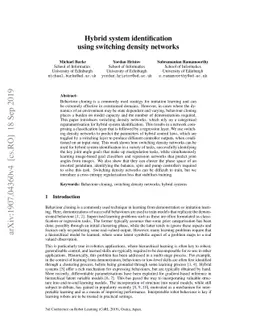 Hybrid system identification using switching density networks