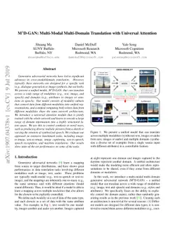 M3D-GAN: Multi-Modal Multi-Domain Translation with Universal Attention