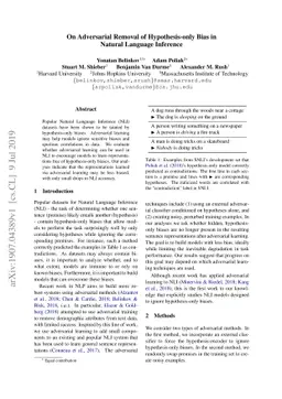 On Adversarial Removal of Hypothesis-only Bias in Natural Language
  Inference