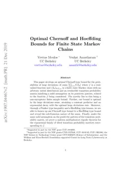 Optimal Chernoff and Hoeffding Bounds for Finite State Markov Chains