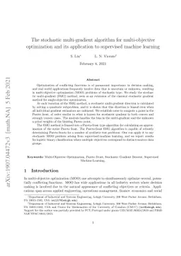 The stochastic multi-gradient algorithm for multi-objective optimization
  and its application to supervised machine learning