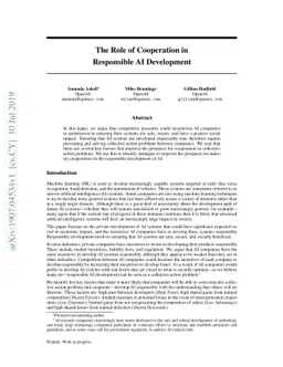 The Role of Cooperation in Responsible AI Development