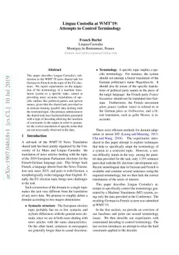 Lingua Custodia at WMT'19: Attempts to Control Terminology