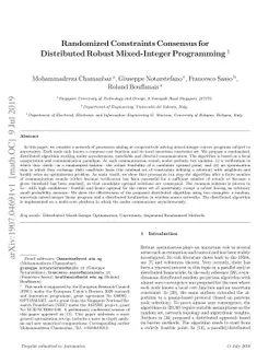 Randomized Constraints Consensus for Distributed Robust Mixed-Integer
  Programming