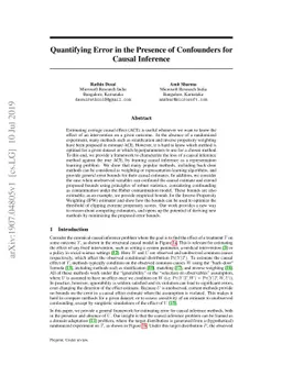 Quantifying Error in the Presence of Confounders for Causal Inference