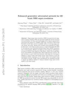 Enhanced generative adversarial network for 3D brain MRI
  super-resolution