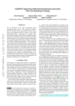 LakhNES: Improving multi-instrumental music generation with cross-domain
  pre-training
