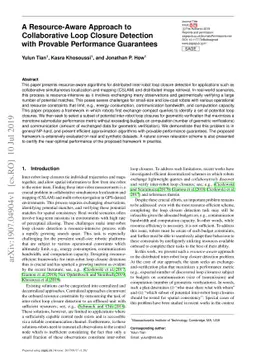 A Resource-Aware Approach to Collaborative Loop Closure Detection with
  Provable Performance Guarantees