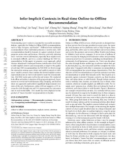 Infer Implicit Contexts in Real-time Online-to-Offline Recommendation