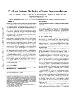 Privileged Features Distillation at Taobao Recommendations